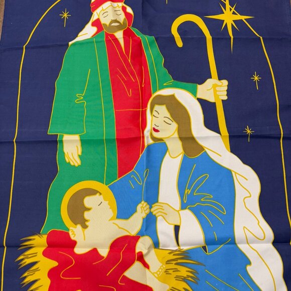VTG.Nativity Scene Wall Flag Hanging 1997 New Creative Korea 30”x42” Christmas - Picture 2 of 7
